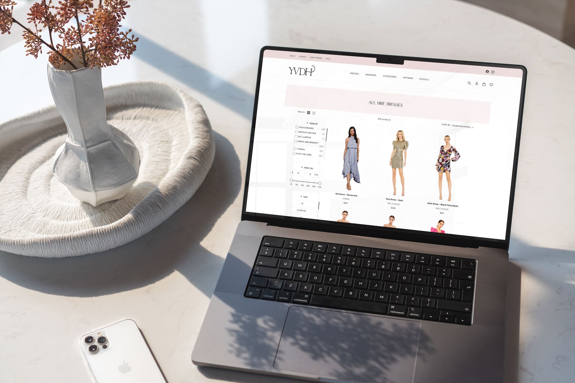 Yarra Valley Dress Hire Website, Designed & Developed by Spacey Studios