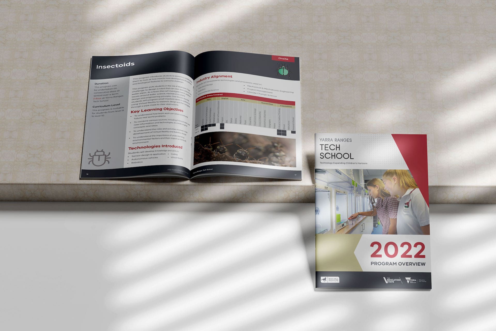 Brochure Design for Yarra Ranges Tech School (Box Hill Institute), by Spacey Studios.