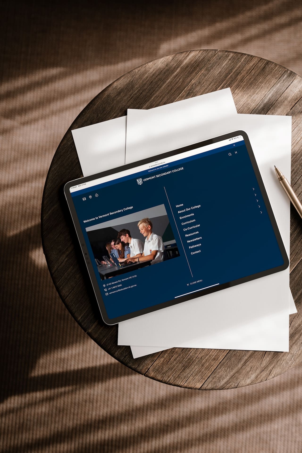 Vermont Secondary College Website, designed and developed by Spacey Studios