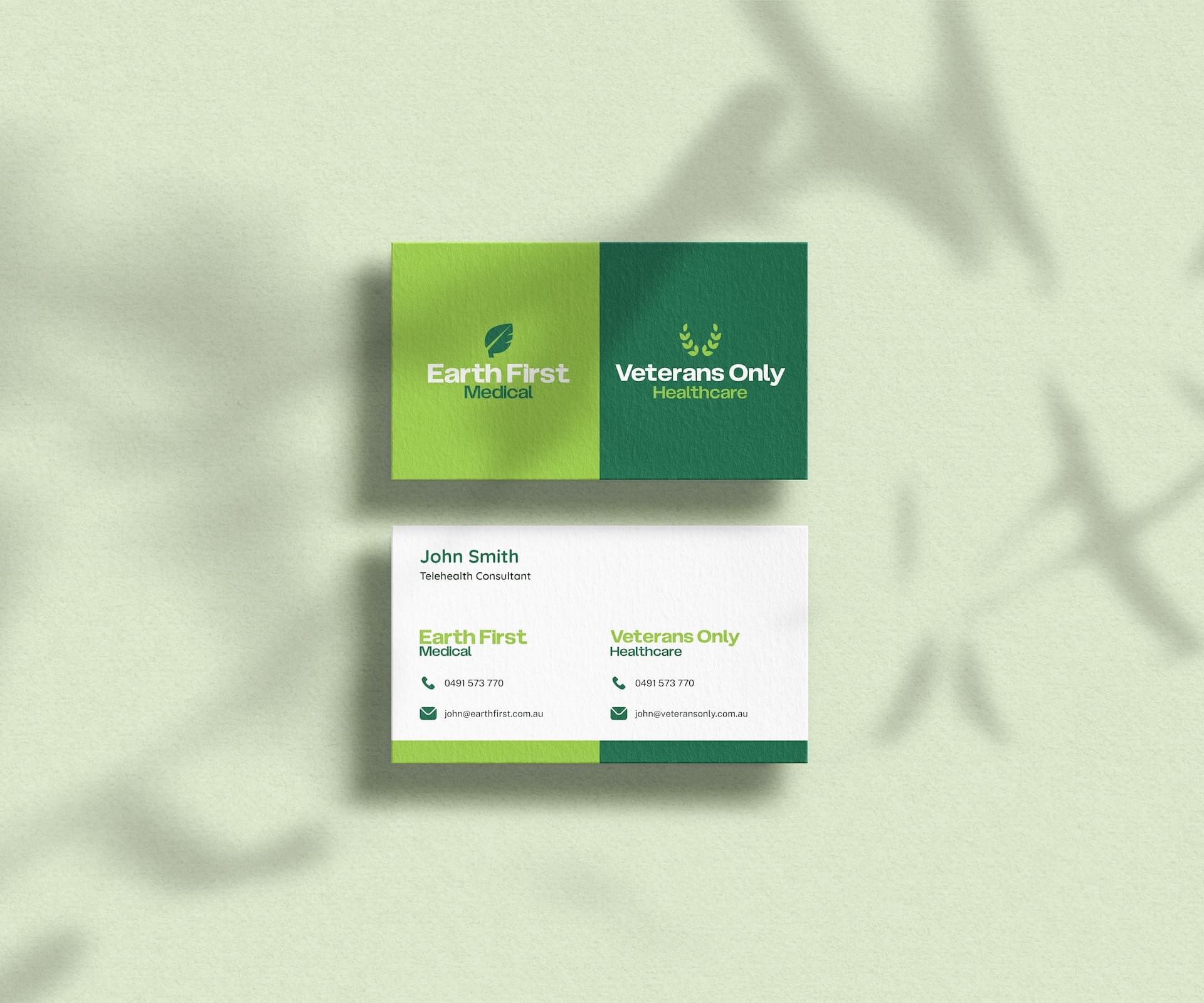 Business Cards, Earth First Medical and Veterans Only Healthcare Brand Identity Development by Spacey Studios