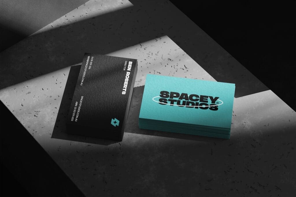 Spacey Studios Logo on Business Cards, Creative Studio from Melbourne, Australia