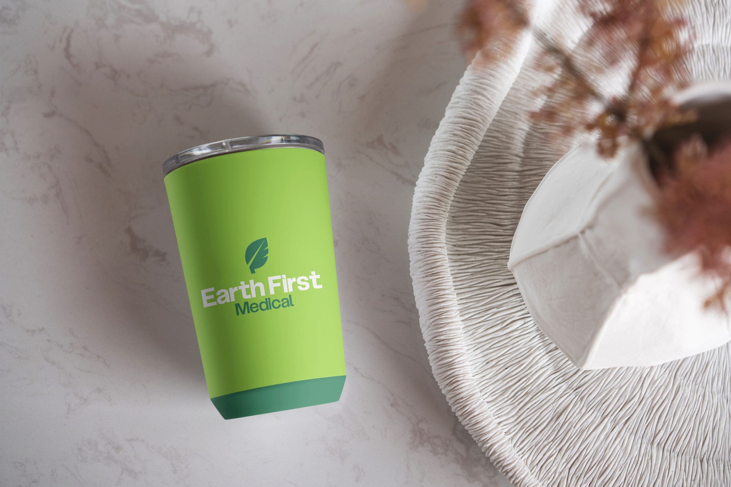 Coffee Cup, Earth First Medical and Veterans Only Healthcare Brand Identity Development by Spacey Studios