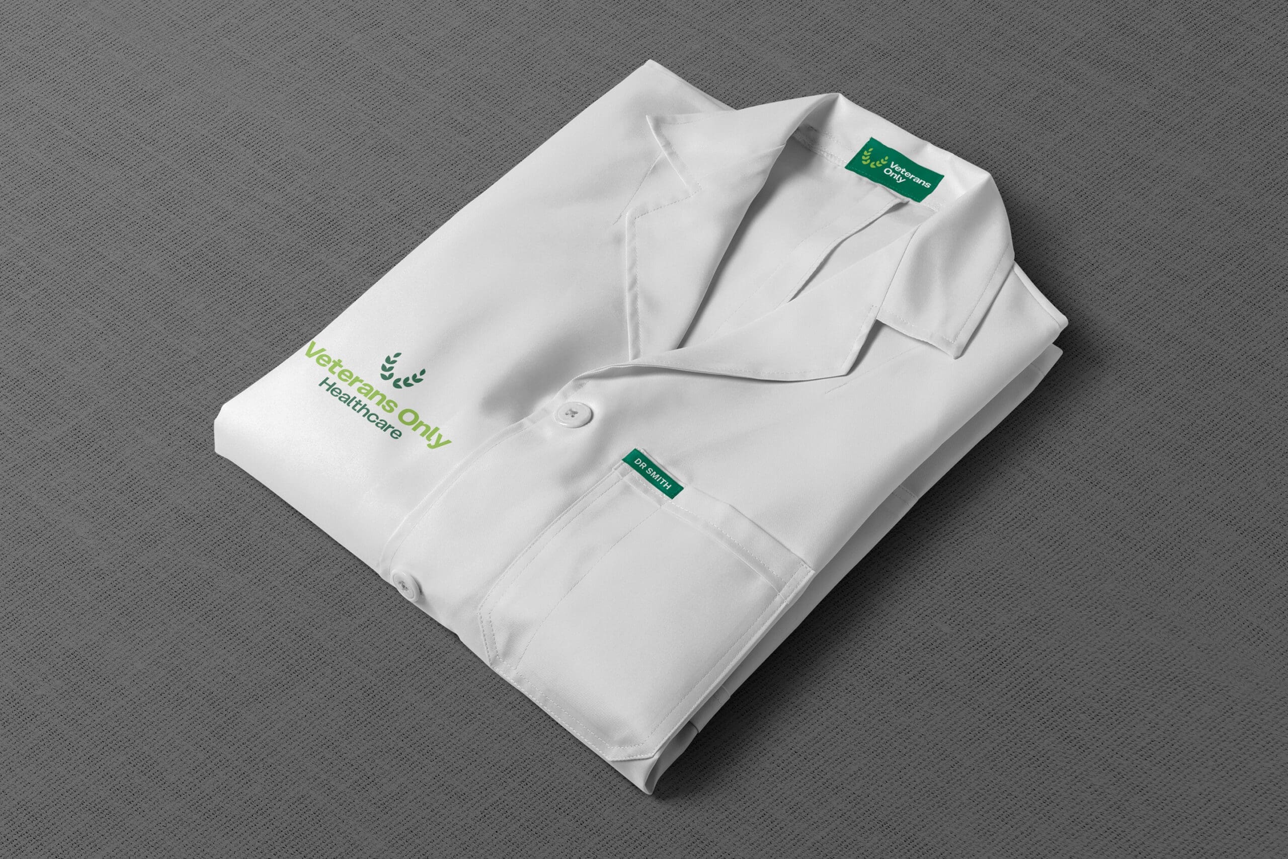 Doctors Coat Uniform, Earth First Medical and Veterans Only Healthcare Brand Identity Development by Spacey Studios