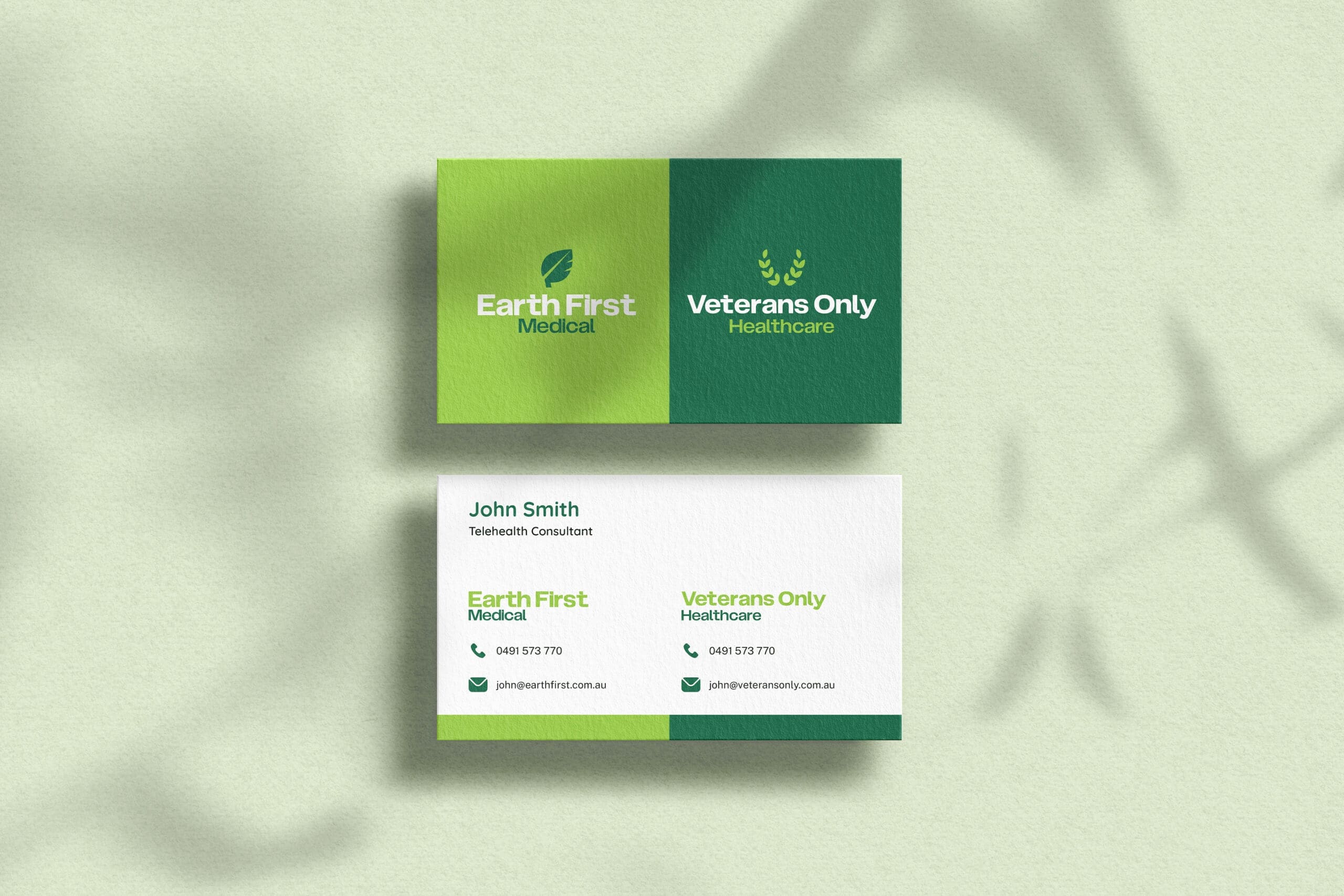 Business Cards, Earth First Medical and Veterans Only Healthcare Brand Identity Development by Spacey Studios