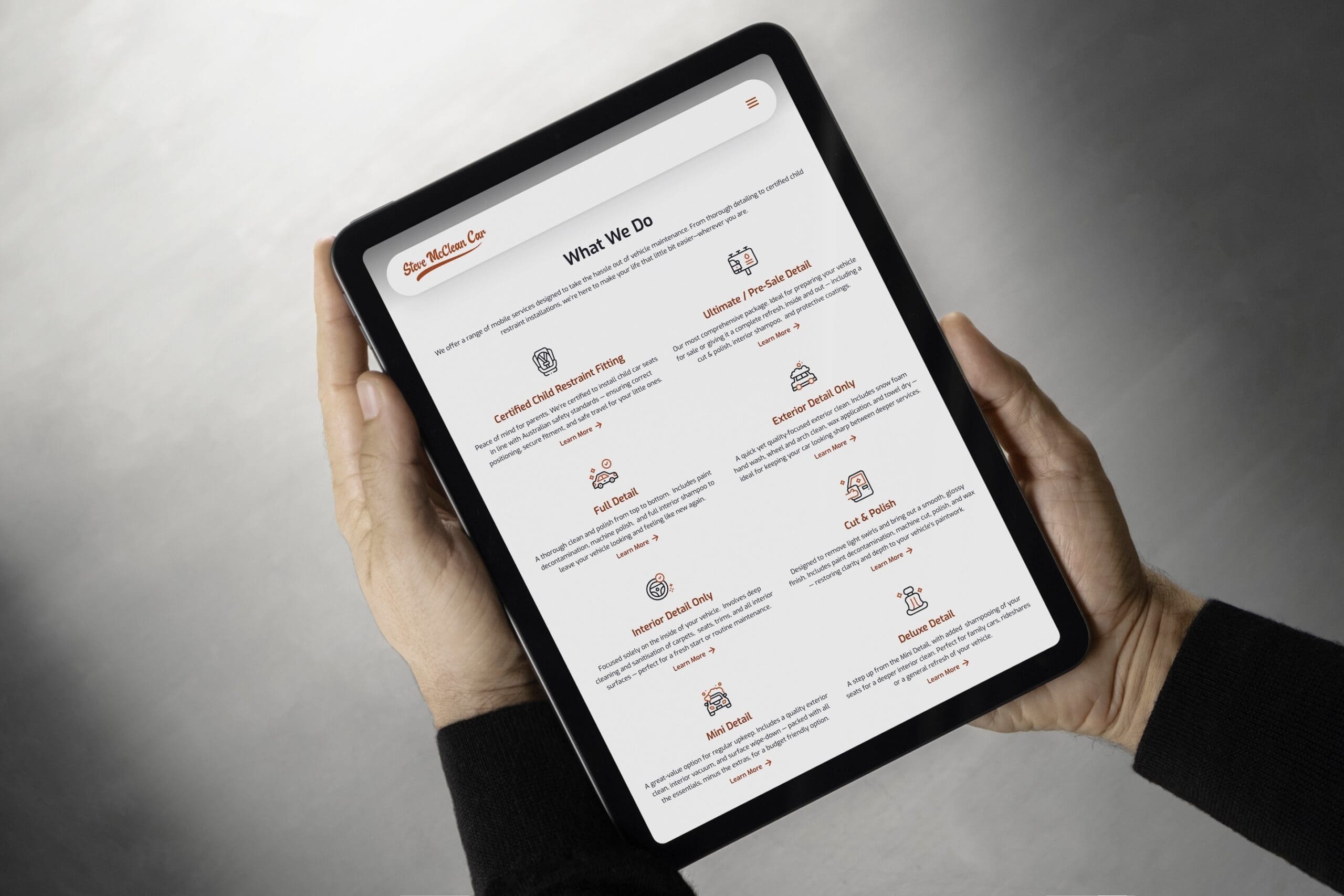 Steve McClean Car Detailing Website Development by Spacey Studios